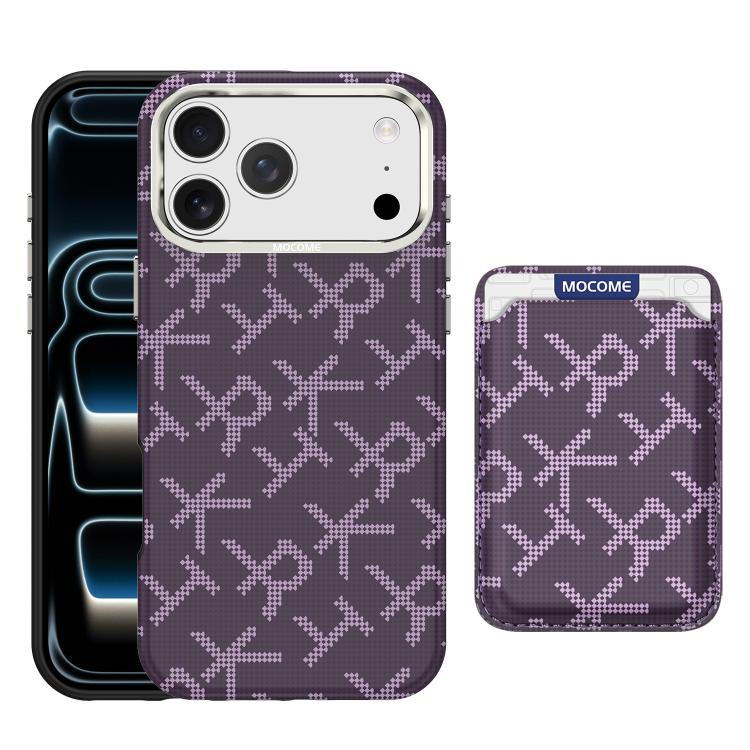MOCOME - Portafoglio con texture in tessuto aramidico e custodia magnetica per telefono, For iPhone 17 Pro Max