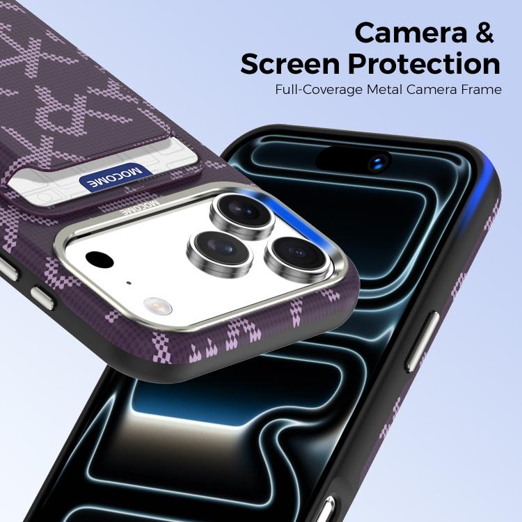 MOCOME - Portafoglio con texture in tessuto aramidico e custodia magnetica per telefono, For iPhone 17 Pro Max