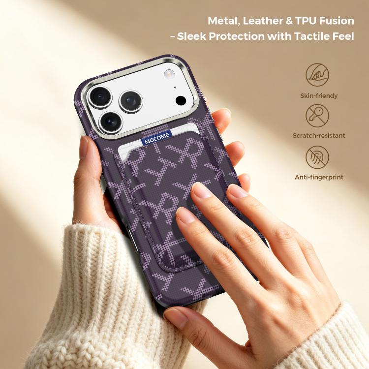 MOCOME - Portafoglio con texture in tessuto aramidico e custodia magnetica per telefono, For iPhone 17 Pro Max