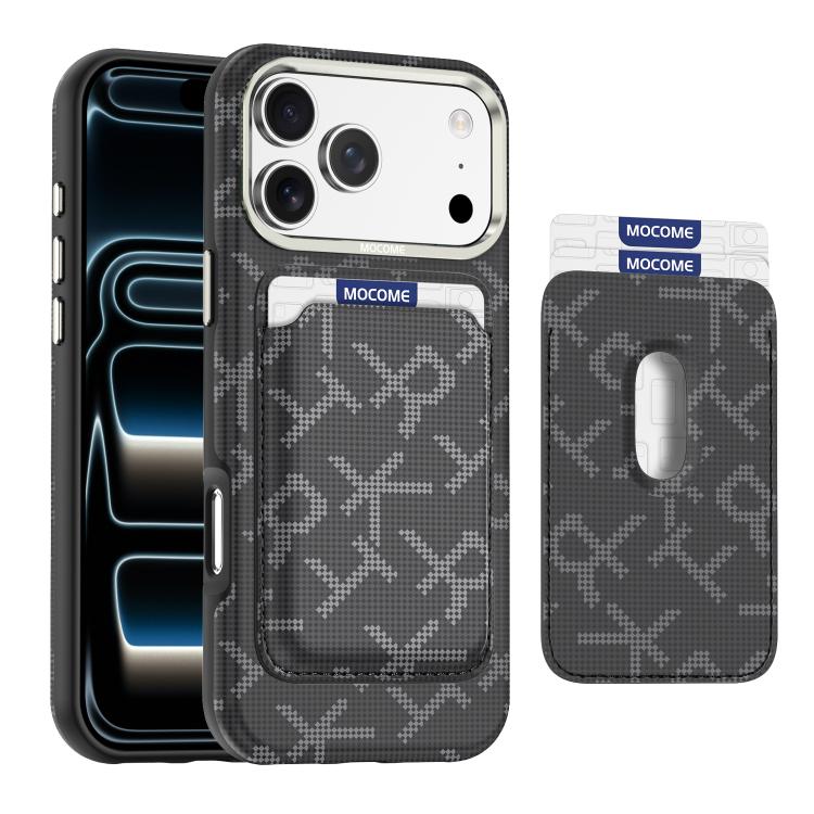 MOCOME - Portafoglio con texture in tessuto aramidico e custodia magnetica per telefono, For iPhone 17 Pro Max