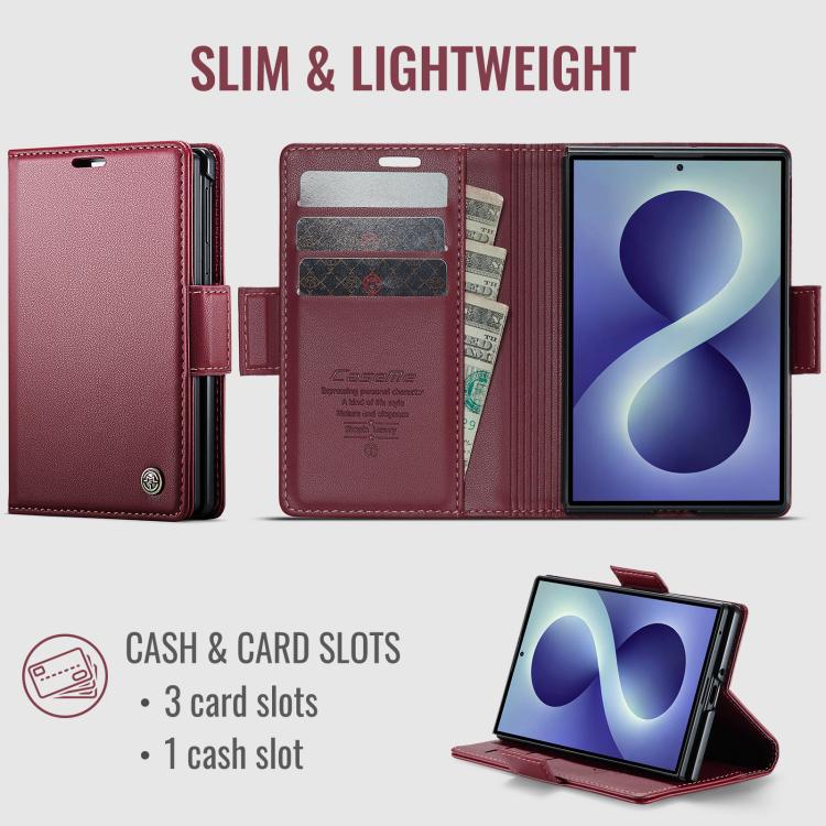 Custodia per telefono in pelle CaseMe 023 con fibbia a farfalla, texture litchi, protezione RFID e antifurto., For Galaxy Z Fold8 5G, For Galaxy Z Fold8 Ultra 5G