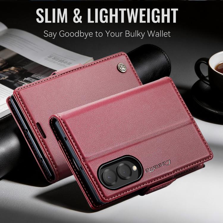 Custodia per telefono in pelle CaseMe 023 con fibbia a farfalla, texture litchi, protezione RFID e antifurto., For Galaxy Z Fold8 5G, For Galaxy Z Fold8 Ultra 5G