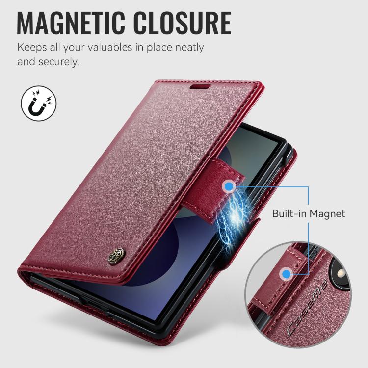 Custodia per telefono in pelle CaseMe 023 con fibbia a farfalla, texture litchi, protezione RFID e antifurto., For Galaxy Z Fold8 5G, For Galaxy Z Fold8 Ultra 5G