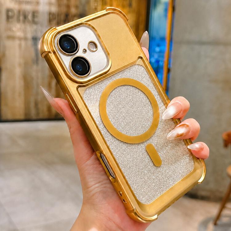 Custodia magnetica per telefono in acrilico opaco con glitter e effetto sfumato galvanizzato., For iPhone 16 Plus, For iPhone 16, For iPhone 15 Pro Max