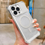 Custodia magnetica per telefono in acrilico opaco con glitter e effetto sfumato galvanizzato., For iPhone 16 Plus, For iPhone 16, For iPhone 15 Pro Max