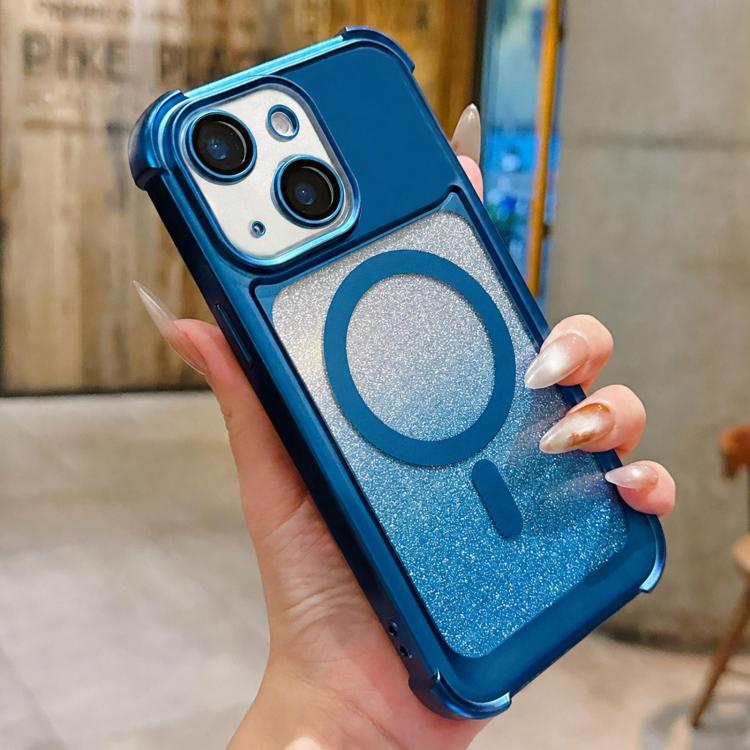 Custodia magnetica in acrilico opaco con glitter per iPhone 14 Plus