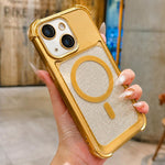 Custodia magnetica in acrilico opaco con glitter per iPhone 14 Plus