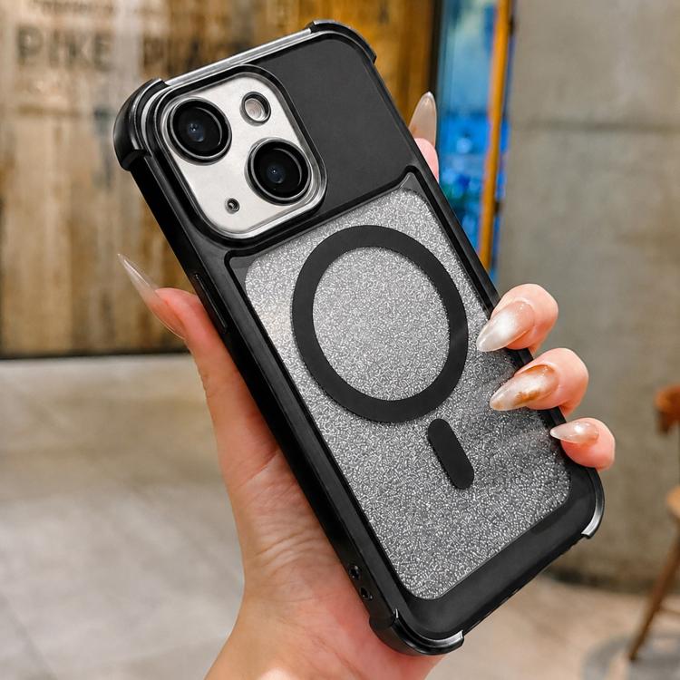 Custodia magnetica in acrilico opaco con glitter per iPhone 14 Plus