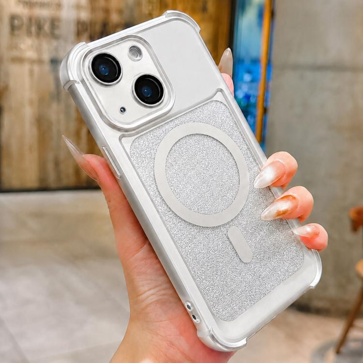 Custodia magnetica in acrilico opaco con glitter per iPhone 14 Plus