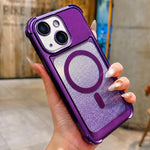 Custodia magnetica acrilico opaco glitter per iPhone 13