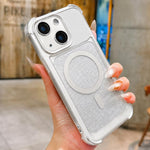 Custodia magnetica acrilico opaco glitter per iPhone 13
