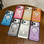 Custodia magnetica per telefono in acrilico opaco con glitter e effetto sfumato galvanizzato., For iPhone 16 Plus, For iPhone 16, For iPhone 15 Pro Max