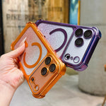 Custodia magnetica per telefono in acrilico opaco con glitter e effetto sfumato galvanizzato., For iPhone 16 Plus, For iPhone 16, For iPhone 15 Pro Max