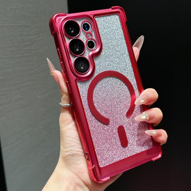 Custodia magnetica per telefono in acrilico opaco con glitter e effetto sfumato galvanizzato., For Galaxy S26+ 5G, For Galaxy S26 Ultra 5G, For Galaxy S26 5G