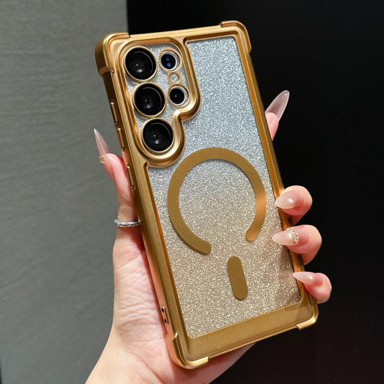 Custodia magnetica per telefono in acrilico opaco con glitter e effetto sfumato galvanizzato., For Galaxy S26+ 5G, For Galaxy S26 Ultra 5G, For Galaxy S26 5G