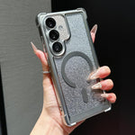 Custodia magnetica per telefono in acrilico opaco con glitter e effetto sfumato galvanizzato., For Galaxy S25 5G, For Galaxy S25+ 5G, For Galaxy S25 Ultra 5G