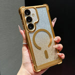 Custodia magnetica per telefono in acrilico opaco con glitter e effetto sfumato galvanizzato., For Galaxy S25 5G, For Galaxy S25+ 5G, For Galaxy S25 Ultra 5G