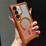 Custodia magnetica per telefono in acrilico opaco con glitter e effetto sfumato galvanizzato., For Galaxy S24 FE 5G, For Galaxy S24 Ultra 5G, For Galaxy S24+ 5G