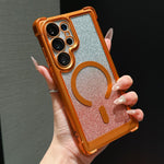 Custodia magnetica per telefono in acrilico opaco con glitter e effetto sfumato galvanizzato., For Galaxy S24 FE 5G, For Galaxy S24 Ultra 5G, For Galaxy S24+ 5G
