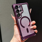 Custodia magnetica per telefono in acrilico opaco con glitter e effetto sfumato galvanizzato., For Galaxy S24 FE 5G, For Galaxy S24 Ultra 5G, For Galaxy S24+ 5G