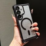 Custodia magnetica per telefono in acrilico opaco con glitter e effetto sfumato galvanizzato., For Galaxy S24 5G