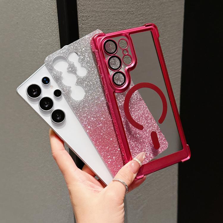 Custodia magnetica per telefono in acrilico opaco con glitter e effetto sfumato galvanizzato., For Galaxy S25 5G, For Galaxy S25+ 5G, For Galaxy S25 Ultra 5G