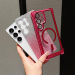 Custodia magnetica per telefono in acrilico opaco con glitter e effetto sfumato galvanizzato., For Galaxy S24 FE 5G, For Galaxy S24 Ultra 5G, For Galaxy S24+ 5G