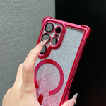 Custodia magnetica per telefono in acrilico opaco con glitter e effetto sfumato galvanizzato., For Galaxy S24 5G
