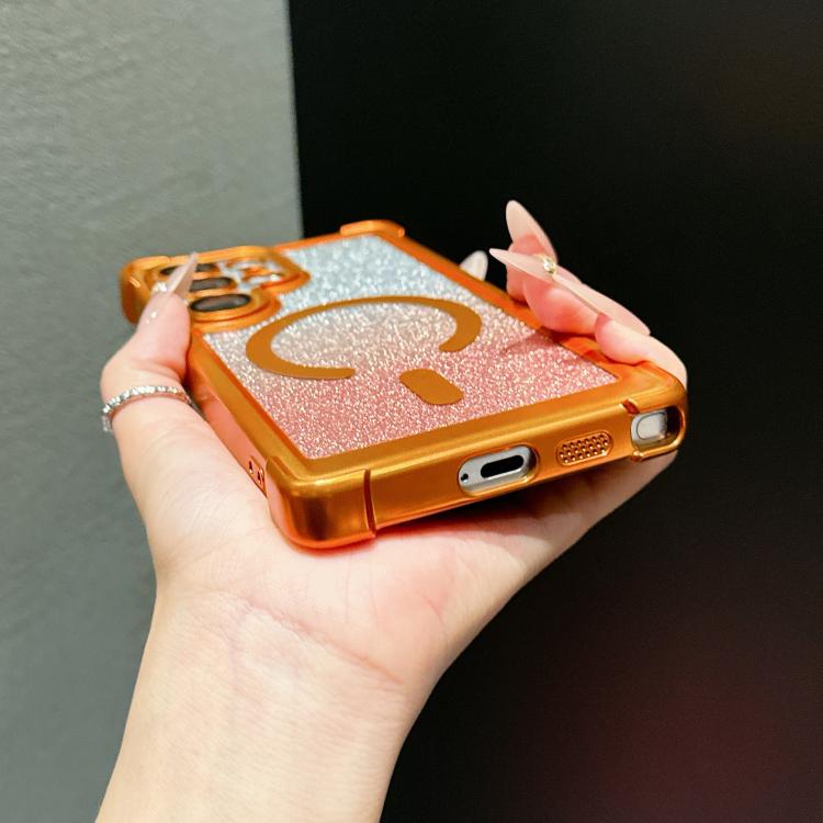 Custodia magnetica per telefono in acrilico opaco con glitter e effetto sfumato galvanizzato., For Galaxy S24 5G