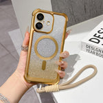 Custodia magnetica acrilico opaco con glitter per iPhone 17 Pro Max