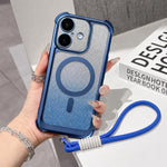 Custodia magnetica in acrilico opaco con glitter per iPhone 16 Plus