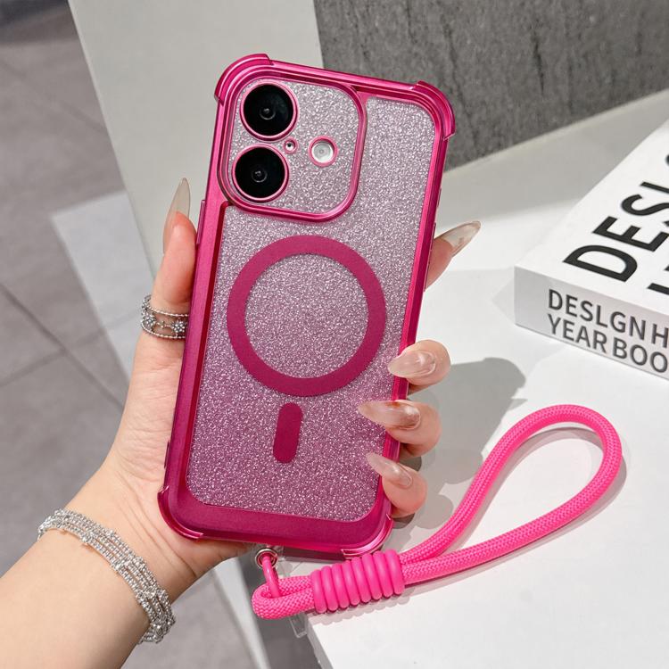 Custodia magnetica in acrilico opaco con glitter per iPhone 16 Plus