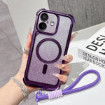 Custodia magnetica in acrilico opaco con glitter per iPhone 16 Plus