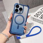 Custodia magnetica per telefono in acrilico opaco con glitter e effetto sfumato galvanizzato, con cinturino incluso., For iPhone 15 Pro, For iPhone 15 Plus, For iPhone 15