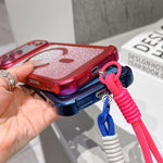 Custodia magnetica per telefono in acrilico opaco con glitter e effetto sfumato galvanizzato, con cinturino incluso., For iPhone 15 Pro, For iPhone 15 Plus, For iPhone 15