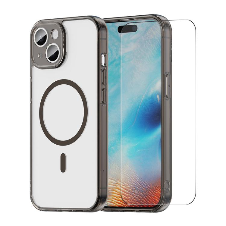 Custodia per telefono ENKAY Hat-Prince magnetica opaca traslucida con pellicola ad arco grande, For iPhone 16 Plus, For iPhone 16, For iPhone 15 Pro Max, For iPhone 15 Pro, For iPhone 15 Plus, For iPhone 15