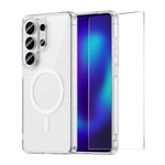 Custodia magnetica traslucida opaca ENKAY Hat-Prince con pellicola in vetro a sblocco ultrasonico da 0,18 mm., For Galaxy S26+ 5G, For Galaxy S26 Ultra 5G, For Galaxy S26 5G, For Galaxy S25 Ultra 5G, For Galaxy S24 Ultra 5G, For Galaxy S25 / S24 5G