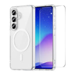 Custodia magnetica traslucida opaca ENKAY Hat-Prince con pellicola in vetro a sblocco ultrasonico da 0,18 mm., For Galaxy S25+ / S24+ 5G
