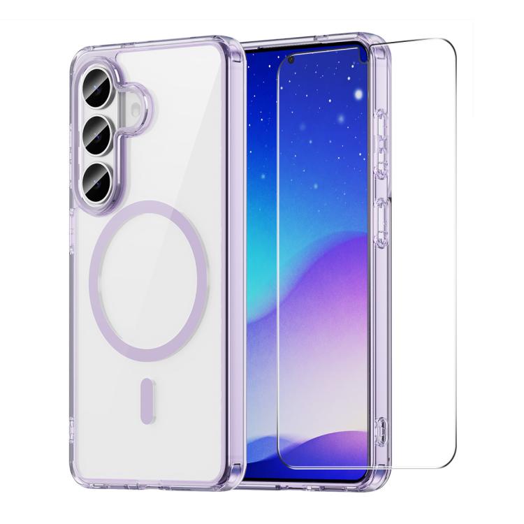 Custodia magnetica traslucida opaca ENKAY Hat-Prince con pellicola in vetro a sblocco ultrasonico da 0,18 mm., For Galaxy S25+ / S24+ 5G