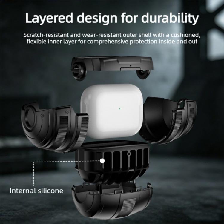 Custodia per auricolari meccanica a forma di capsula spaziale interstellare con cinturino da polso, For AirPods Pro 3, For AirPods Pro 2 / Pro