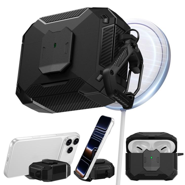Custodia per auricolari con clip magnetica e moschettone, a forma di armatura robotica., For AirPods Pro 3, For AirPods Pro 2 / Pro