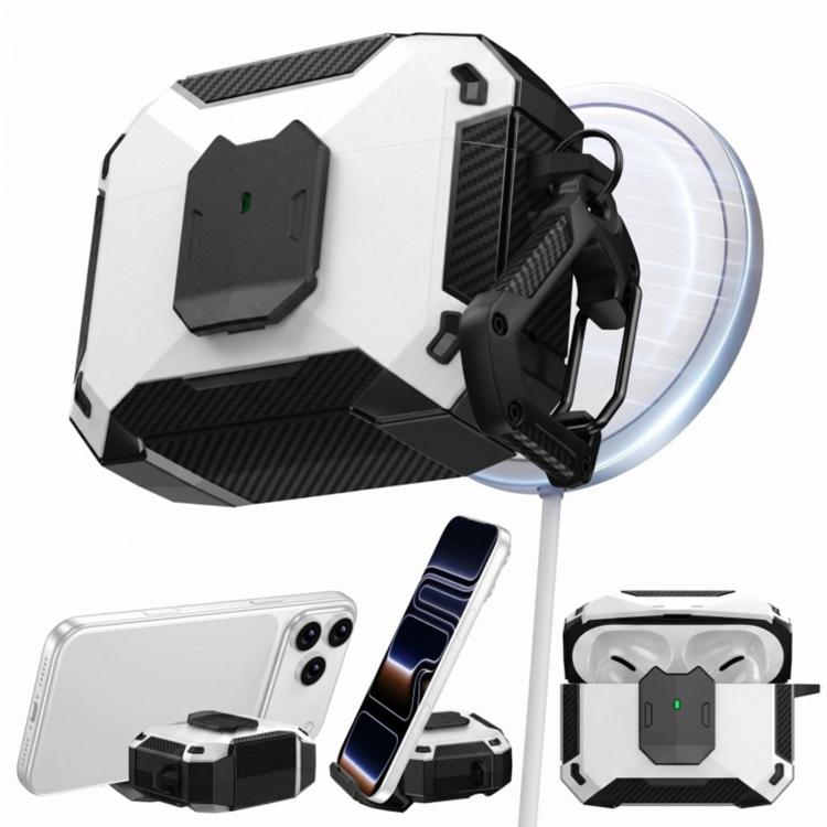 Custodia per auricolari con clip magnetica e moschettone, a forma di armatura robotica., For AirPods Pro 3, For AirPods Pro 2 / Pro