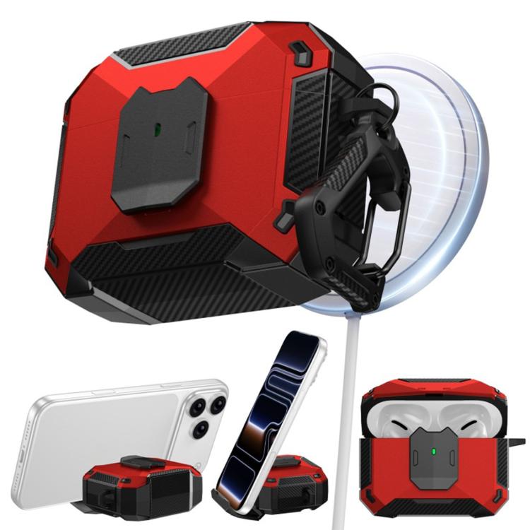 Custodia per auricolari con clip magnetica e moschettone, a forma di armatura robotica., For AirPods Pro 3, For AirPods Pro 2 / Pro