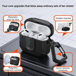 Custodia per auricolari con clip magnetica e moschettone, a forma di armatura robotica., For AirPods Pro 3, For AirPods Pro 2 / Pro