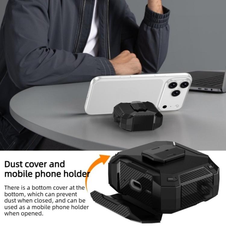 Custodia per auricolari con clip magnetica e moschettone, a forma di armatura robotica., For AirPods Pro 3, For AirPods Pro 2 / Pro