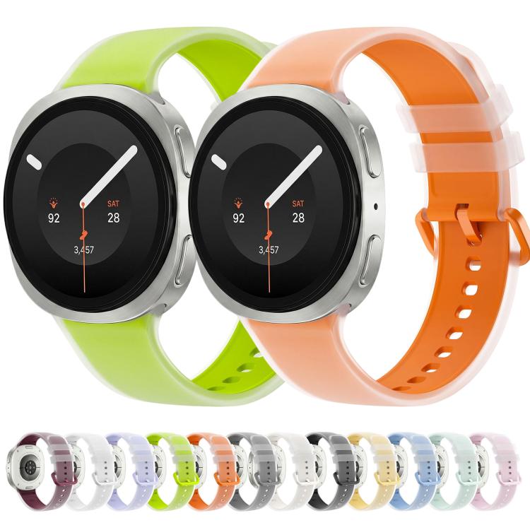 For Galaxy Watch 9 / 8 / 8 Classic Translucent Jelly Colorful Clasp Silicone Watch Band, S, L