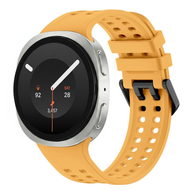 Solid Color Dual-Row Perforated Silicone Watch Band, For Galaxy Watch 9 / 8 / 8 Classic