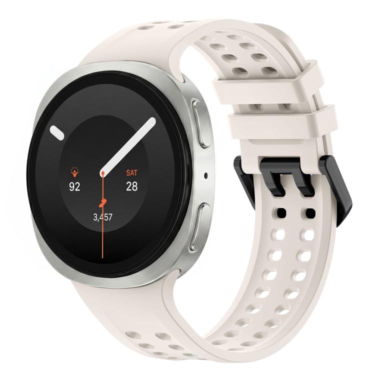 Solid Color Dual-Row Perforated Silicone Watch Band, For Galaxy Watch 9 / 8 / 8 Classic