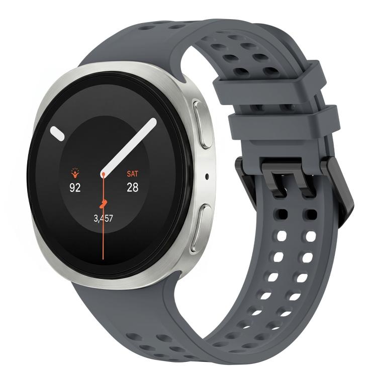 Solid Color Dual-Row Perforated Silicone Watch Band, For Galaxy Watch 9 / 8 / 8 Classic