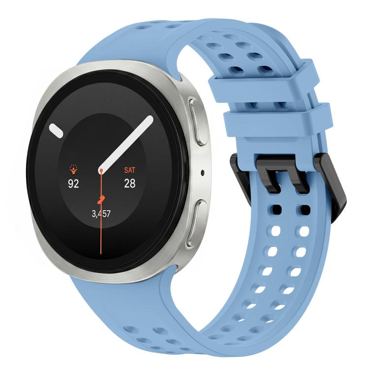 Solid Color Dual-Row Perforated Silicone Watch Band, For Galaxy Watch 9 / 8 / 8 Classic
